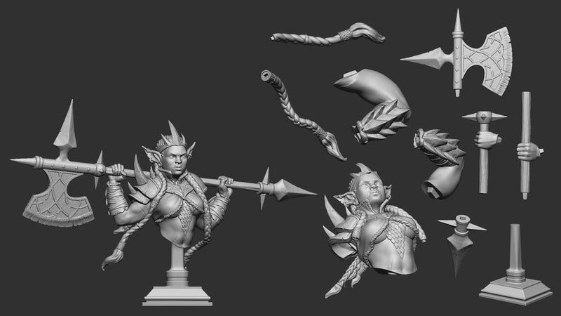 Goblin Queen – Goblin Female Warrior Miniature & Bust