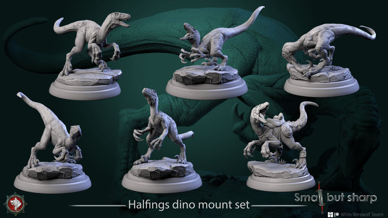 Halfling Dino Mount Set – Dinosaur Beast Miniatures
