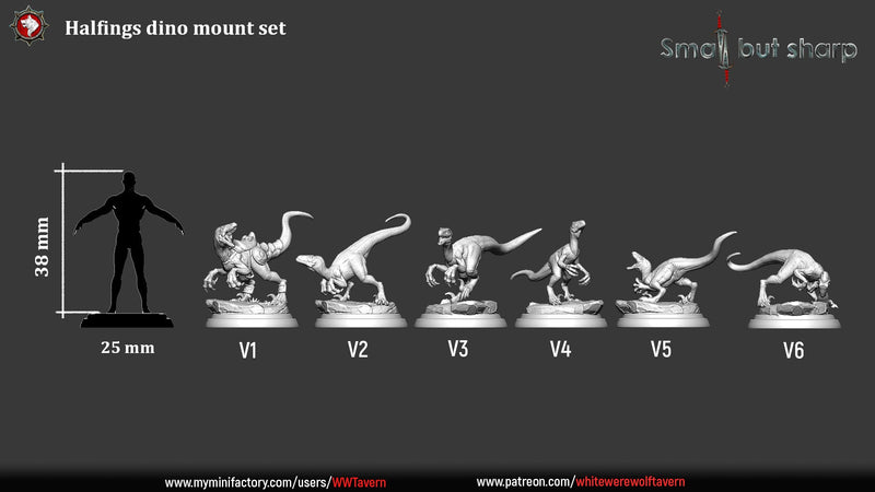 Halfling Dino Mount Set – Dinosaur Beast Miniatures