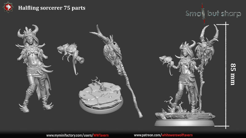 Halfling Sorcerer – Halfling Female Magic User Miniature & Bust