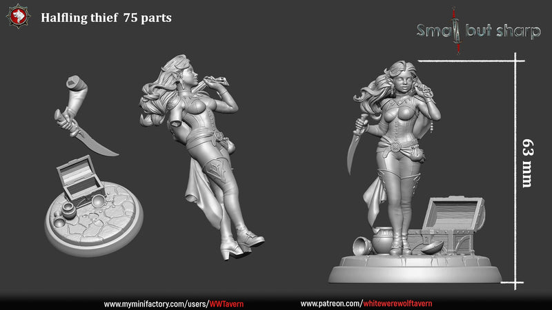 Halfling Thieves Set – Halfling Female Rogues Miniatures & Bust
