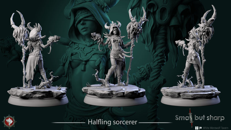 Halfling Sorcerer – Halfling Female Magic User Miniature & Bust