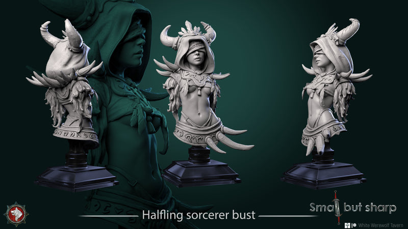 Halfling Sorcerer – Halfling Female Magic User Miniature & Bust