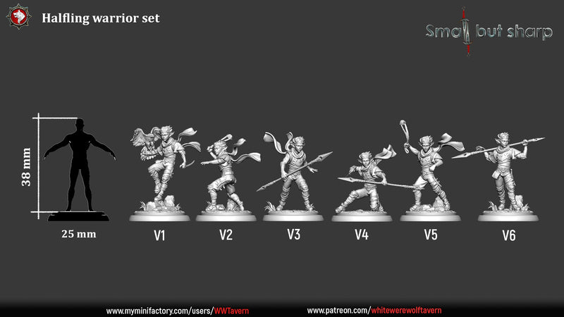 Halfling Warriors Set – Halfling Male Fighters Miniatures