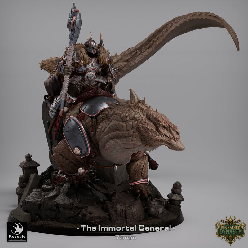 Immortal General – Mounted Warlord on Lizard – Unchained Dynasty – Miniature