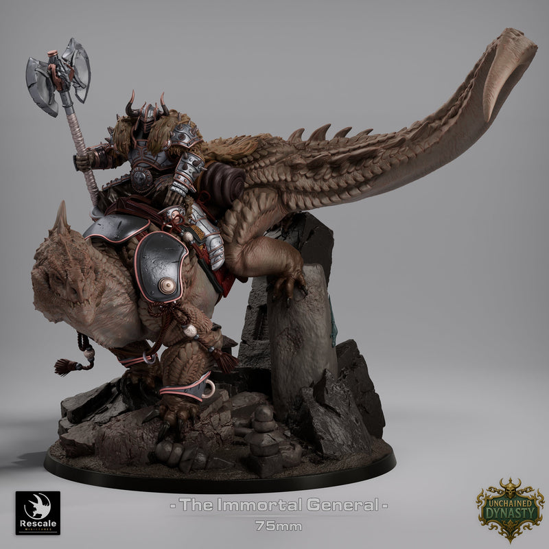 Immortal General – Mounted Warlord on Lizard – Unchained Dynasty – Miniature