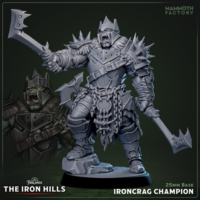 Ironcrag Champion – Armored Orc Warlord – Dark Fantasy Miniature