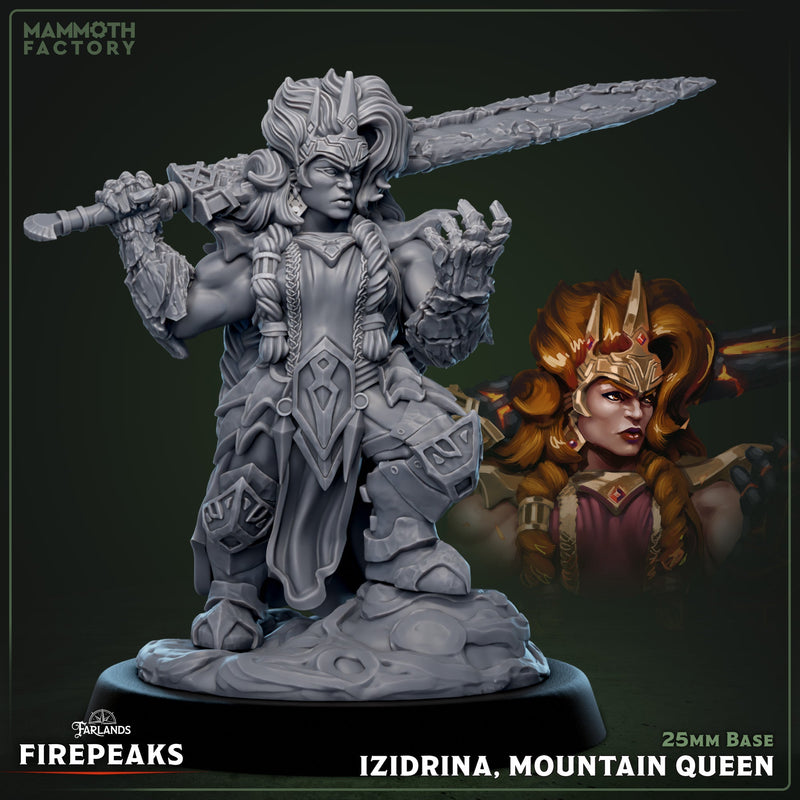 Izidrina, Mountain Queen - Fire Dwarf Monarch - Miniature