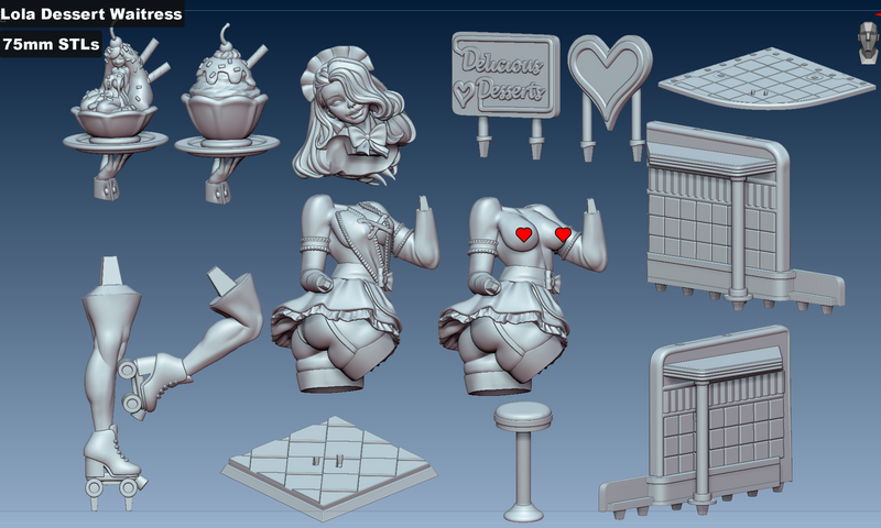 Lola - Dessert Waitress Miniature (32mm, 75mm, 150mm NSFW/SFW 18+)