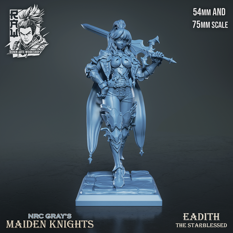Eadith The Starblessed - Maiden Knights - 54mm & 75mm Fantasy Miniature