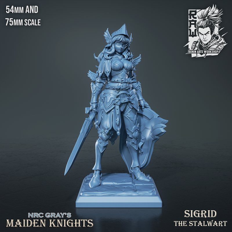 Sigrid the Stalwart - Maiden Knights - 54mm & 75mm Fantasy Miniature