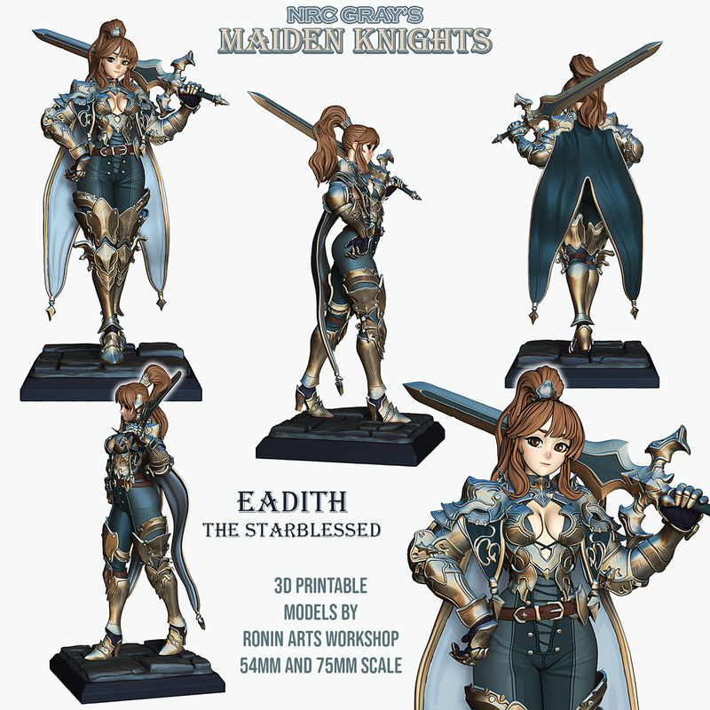Eadith The Starblessed - Maiden Knights - 54mm & 75mm Fantasy Miniature
