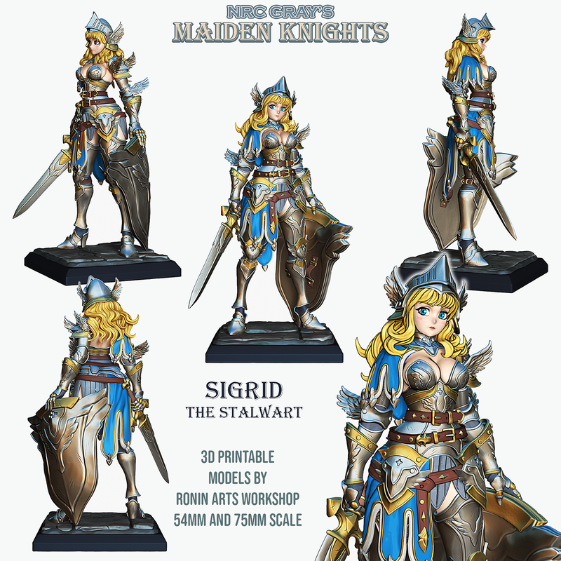Sigrid the Stalwart - Maiden Knights - 54mm & 75mm Fantasy Miniature