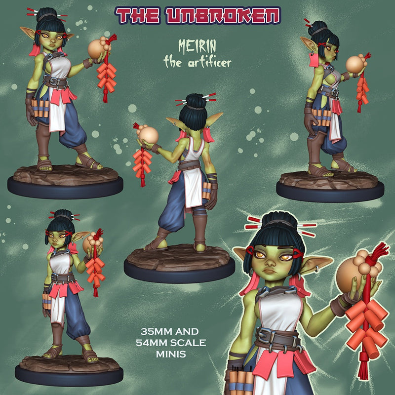 Meirin the Artificer – Goblin Artificer – Resin Tabletop Miniature