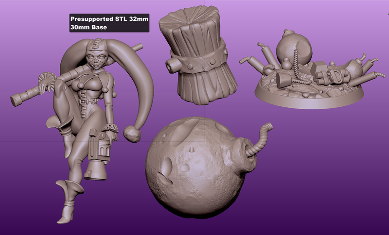 Mischief Kwin – Jester Girl – 32mm & 75mm Scale Miniature
