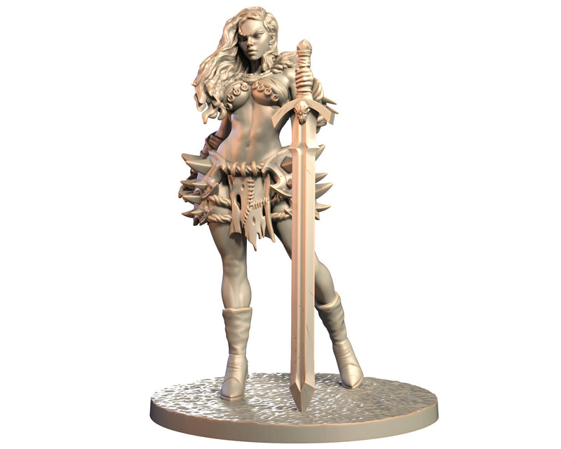 Nhysara - Female Human Barbarian Miniature - Blade & Fury