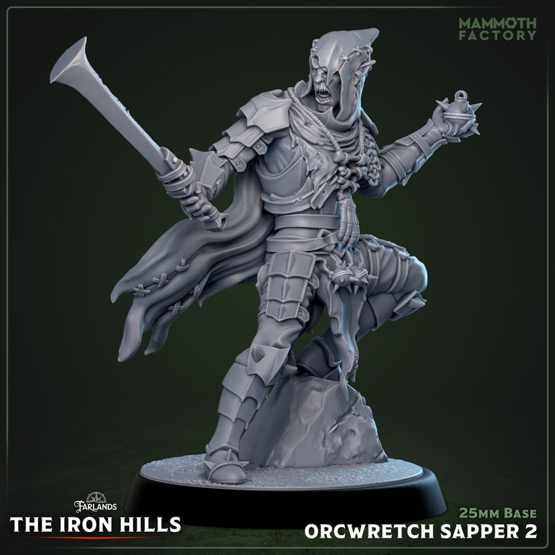 Orc Wretch Sapper – Ironcrag Demolition Orcs – Dark Fantasy Miniatures