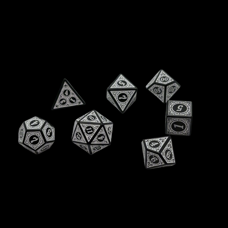 Magic Flame (White) - "Enchanted Zen" - 7 Piece DnD Dice Set | Acrylic RPG Gaming Dice