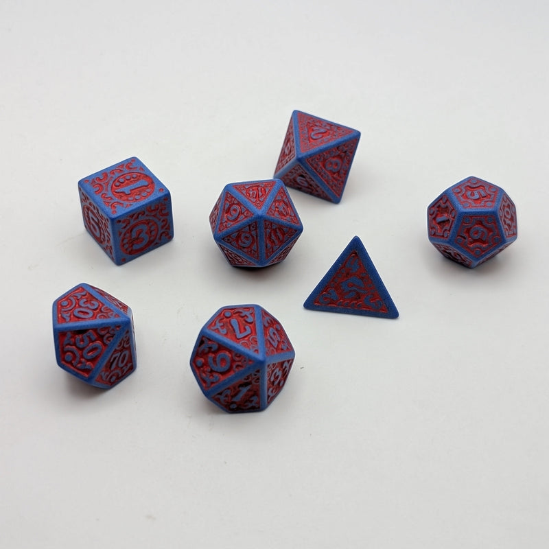Magic Flame (Red Blue) - "Enchanted Hero" - 7 Piece DnD Dice Set | Acrylic RPG Gaming Dice