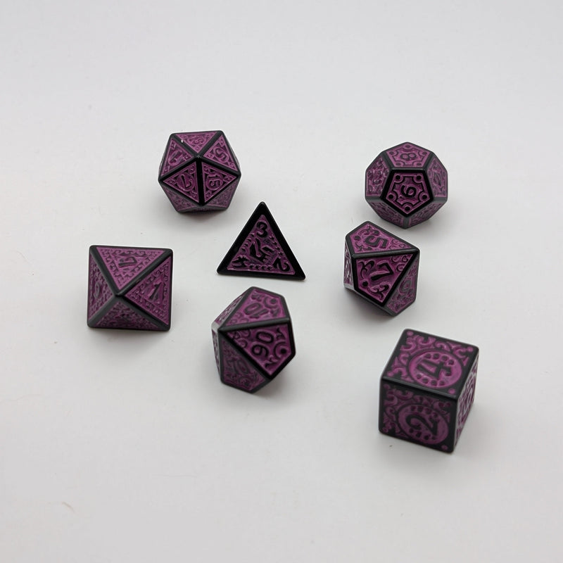 Magic Flame (Purple) - "Enchanted Royalty" - 7 Piece DnD Dice Set | Acrylic RPG Gaming Dice