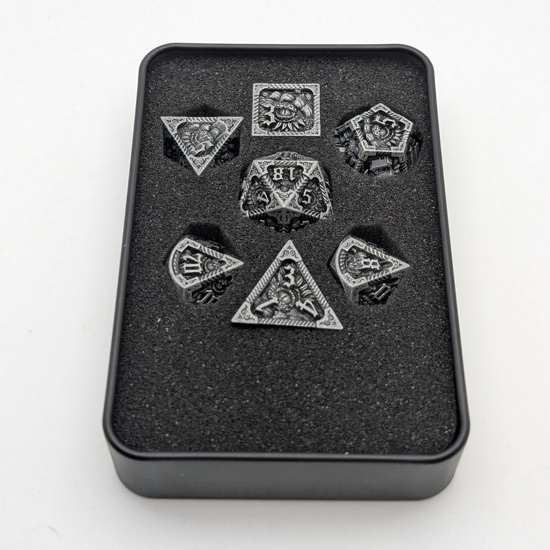 Ancient Call "Elder Scroll" - 7 Piece DnD Dice Set | Metal RPG Gaming Dice