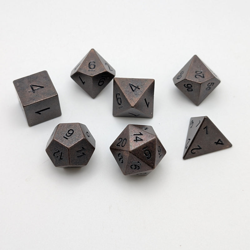 Copper Ore - 7 Piece DnD Dice Set | Metal RPG Gaming Dice