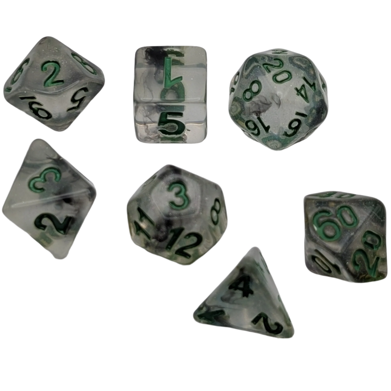Shining Stars - 7 Piece DnD Dice Set | Acrylic RPG Gaming Dice