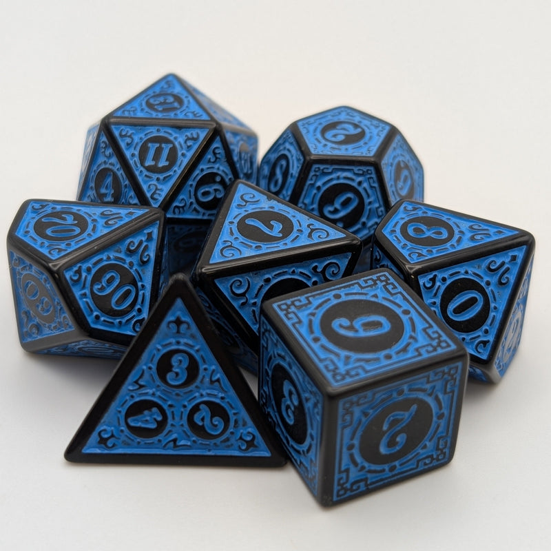 Magic Flame (Blue) - Enchanted Seas - 7 Piece DnD Dice Set | Acrylic RPG Gaming Dice