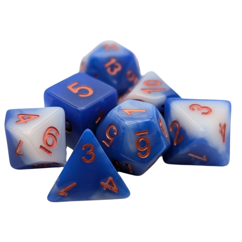 Sea and Sky- 7 Piece DnD Dice Set | Acrylic RPG Gaming Dice