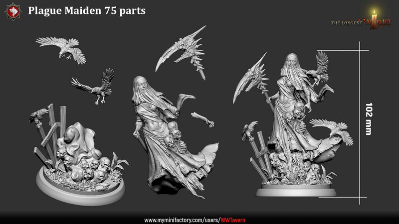 Plague Maiden – Female Necromancer – Miniature & Bust - The Longest Night