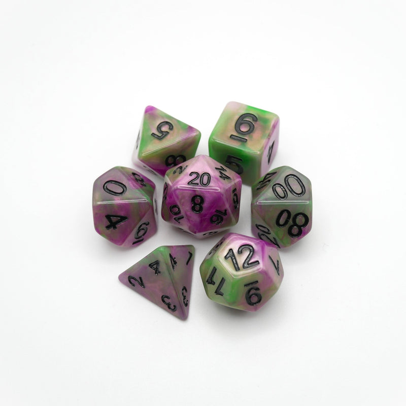 Poison Petals - 7 Piece DnD Dice Set | Acrylic RPG Gaming Dice