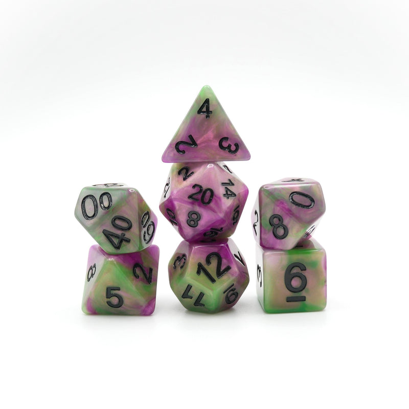 Poison Petals - 7 Piece DnD Dice Set | Acrylic RPG Gaming Dice
