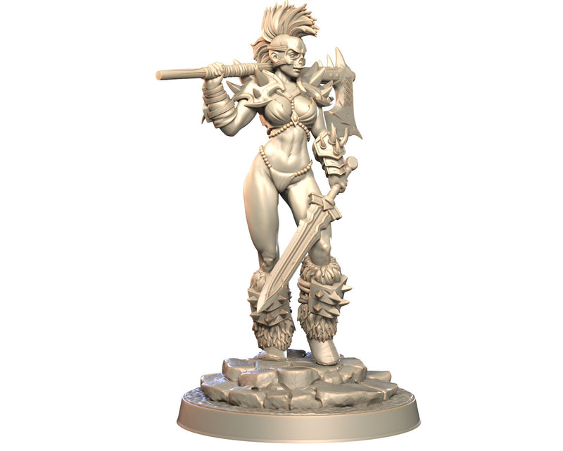 Ravika - Female Human Barbarian Miniature - Blade & Fury