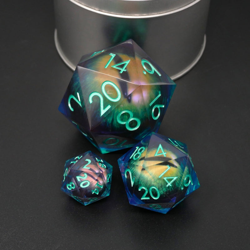 Remorhaz's Eye | Giant D20 Moving Eye DnD Dice | Acrylic RPG Gaming Dice