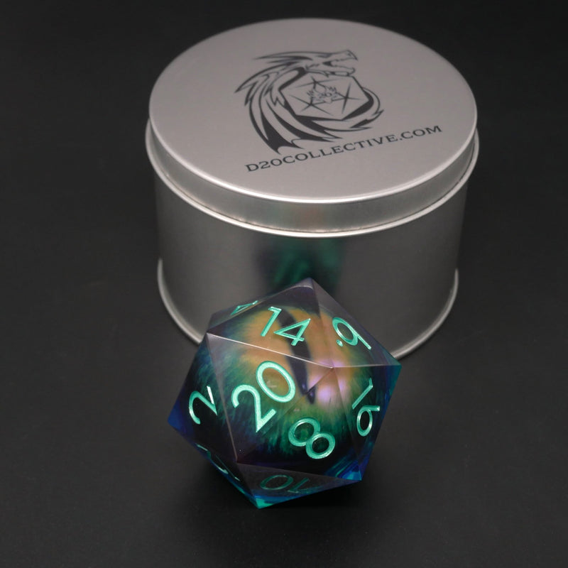 Remorhaz's Eye | Giant D20 Moving Eye DnD Dice | Acrylic RPG Gaming Dice