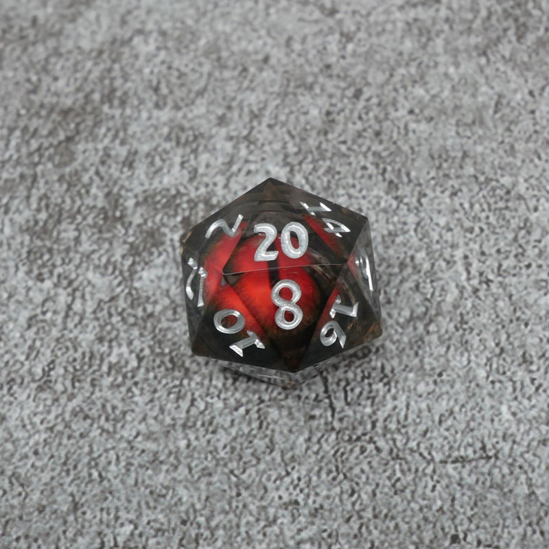 Smaug's Eye |  7 Piece Moving Eye DnD Dice Set | Acrylic RPG Gaming Dice