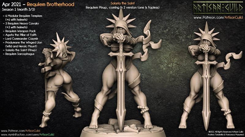 Solaria the Saint Pinup Miniature – Female Paladin (SFW/NSFW 18+ Only)