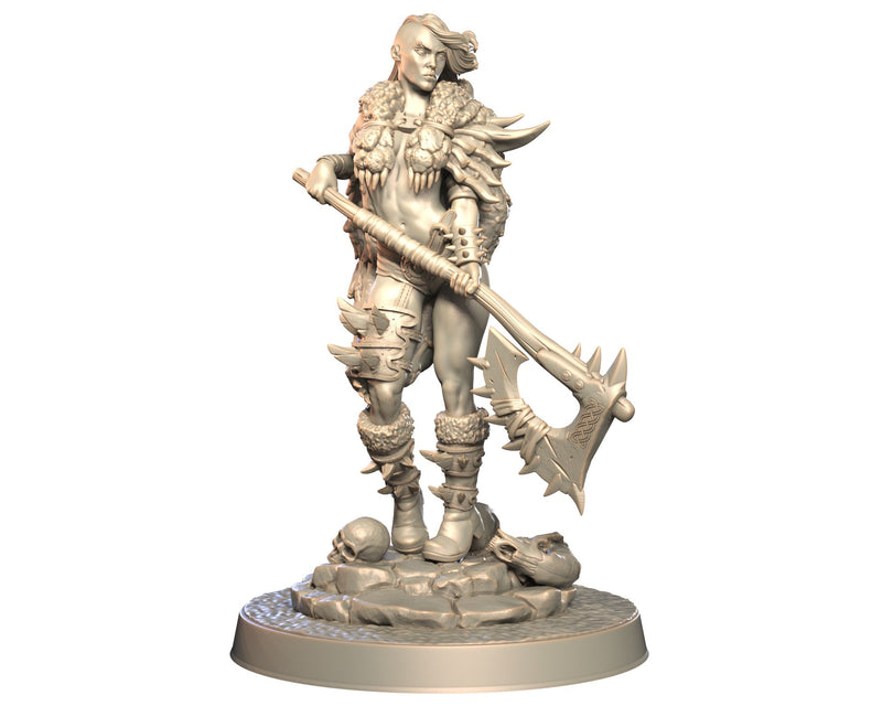 Thogra - Female Human Barbarian Miniature - Blade & Fury