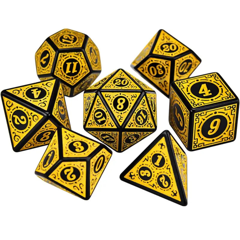 1 Set Multi-Sided 7-Die Dice Set Yellow