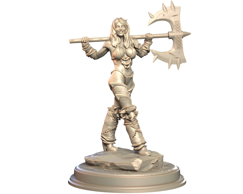 Virela - Female Human Barbarian Miniature - Blade & Fury