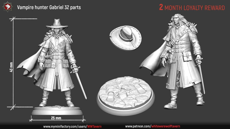 Vampire Hunter Gabriel – Human Monster Slayer Miniature & Bust