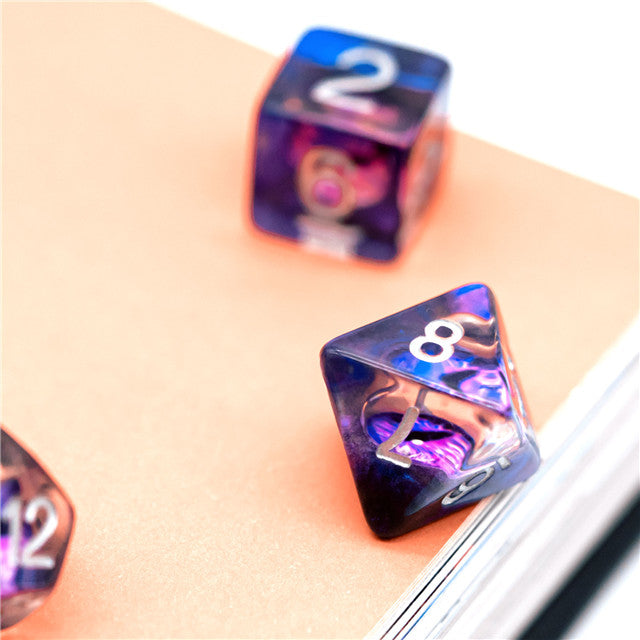 Purple Demon Eye Dragon Eye Dice 7-Dice Set Resin Dungeons and Dragons Dice