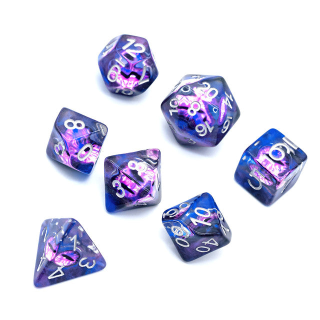 Purple Demon Eye Dragon Eye Dice 7-Dice Set Resin Dungeons and Dragons Dice