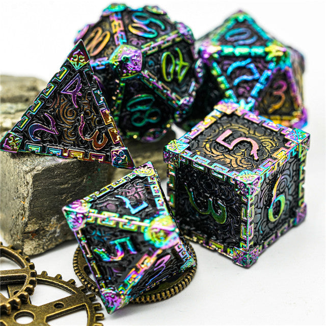 Black Rainbow Metal Dice（Dagger of Venom）7-Dice Udixi RPG