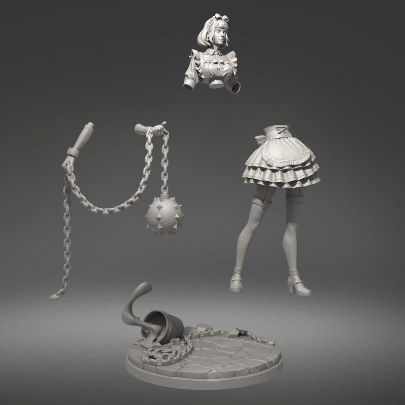 Elinda – Maid Berserker – Chain Flail Warrior – Miniature