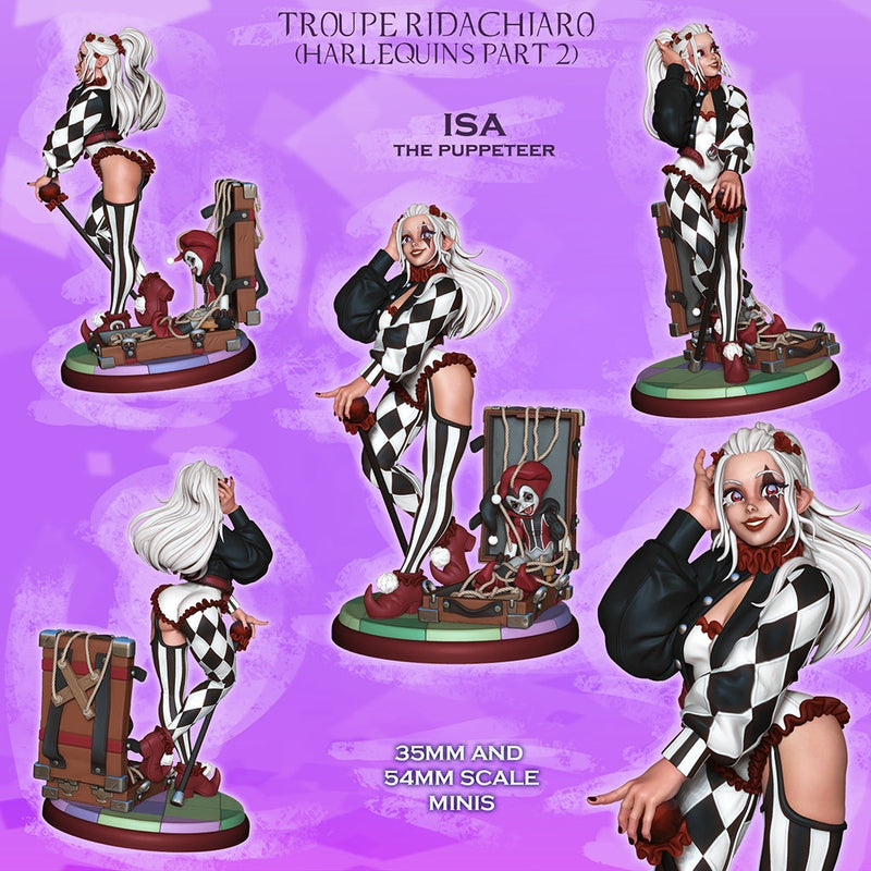Isa the Puppeteer – Harlequin Bard – Resin Tabletop Miniature