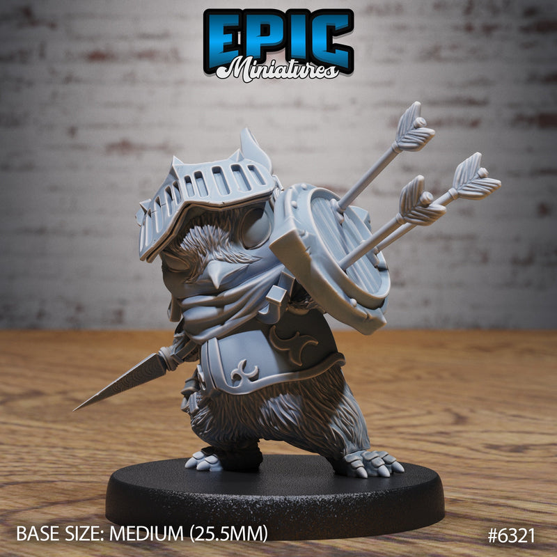 Penguin Knight – Birdfolk Fighter – Resin Tabletop Miniature