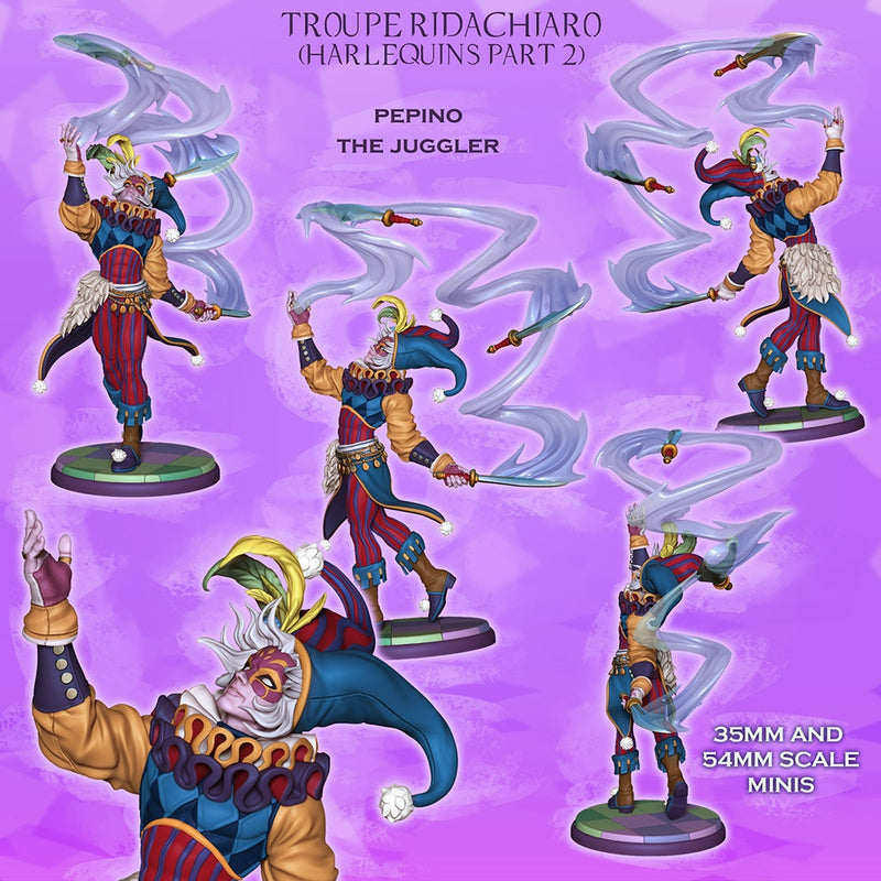 Pepino the Juggler – Harlequin Rogue – Resin Tabletop Miniature
