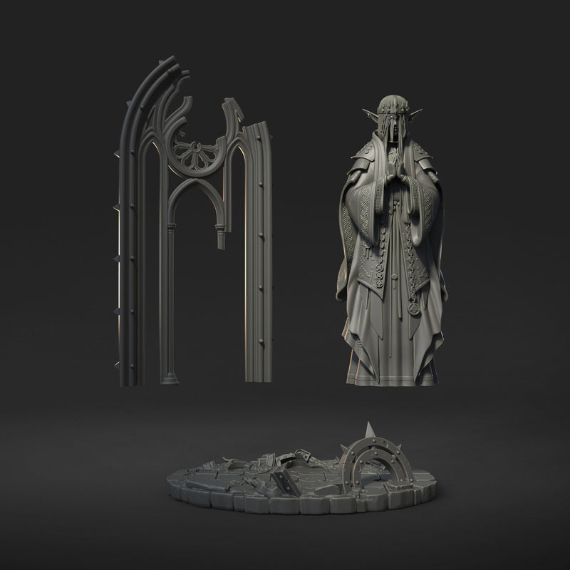 Saint Caldria of the Iron Vow – Elf Cleric – Resin Tabletop Miniature