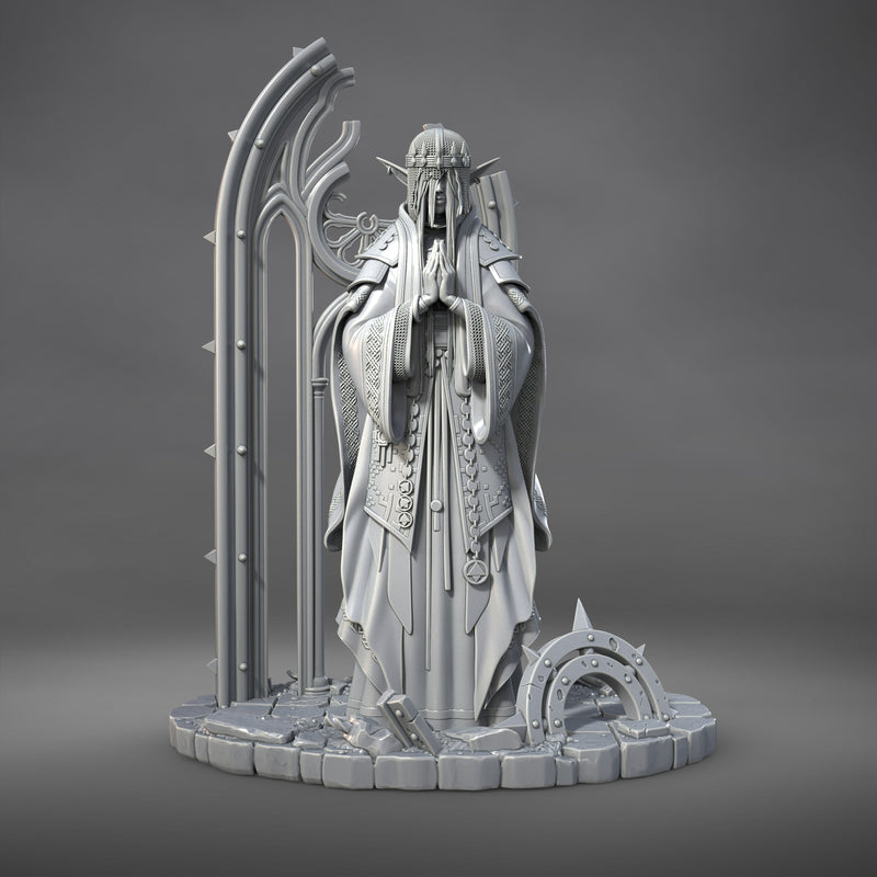 Saint Caldria of the Iron Vow – Elf Cleric – Resin Tabletop Miniature